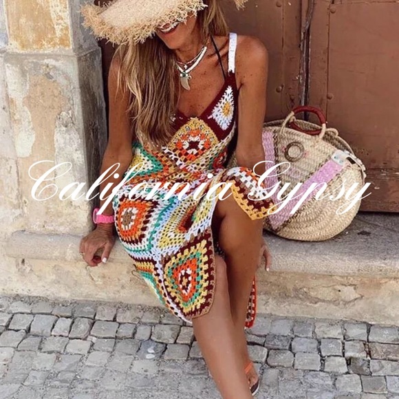 Granny Square Crochet Boho Dress RESTOCKED🎉 - Picture 2 of 11